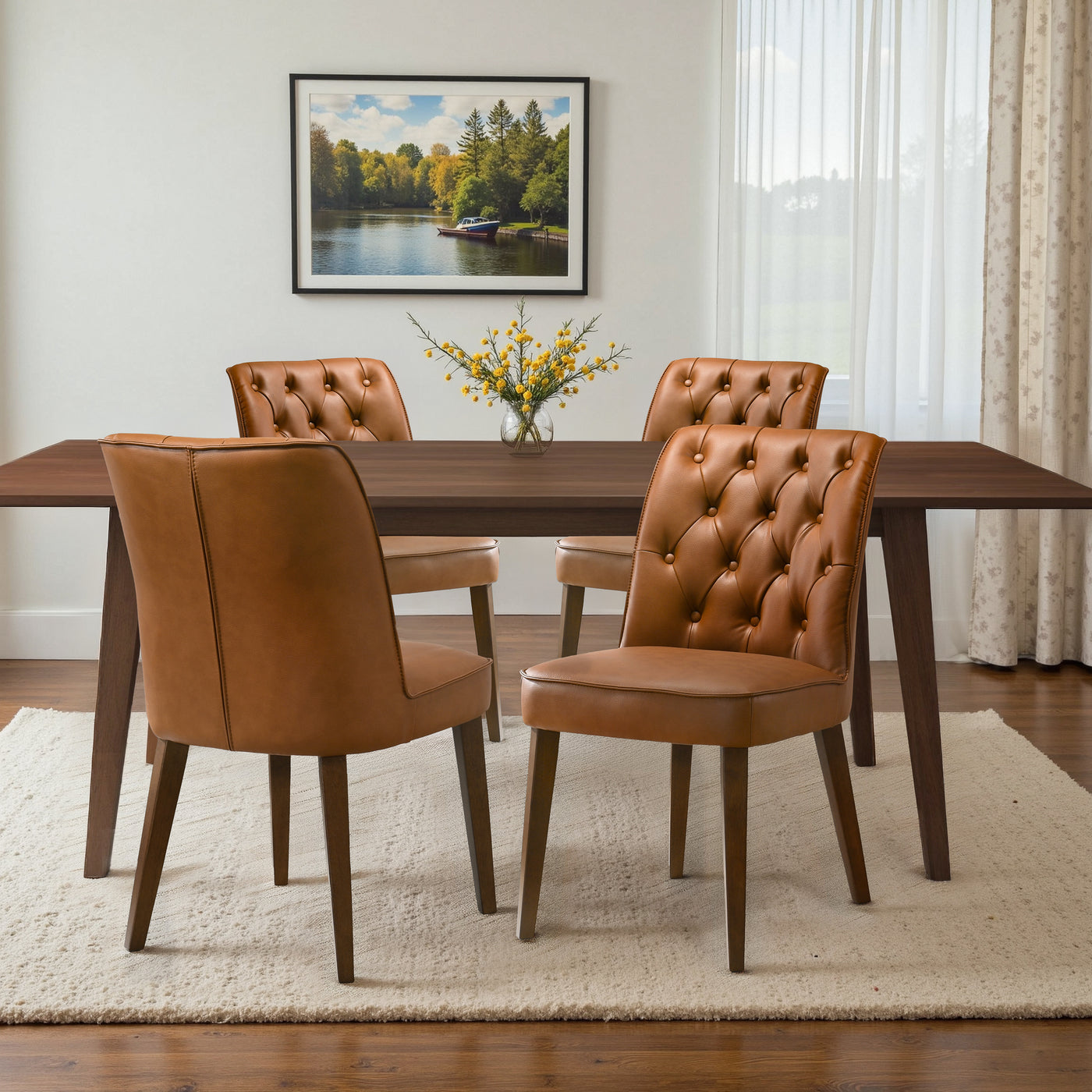 Belmont Cognac Vegan Leather Dining Chair - Set Of 2