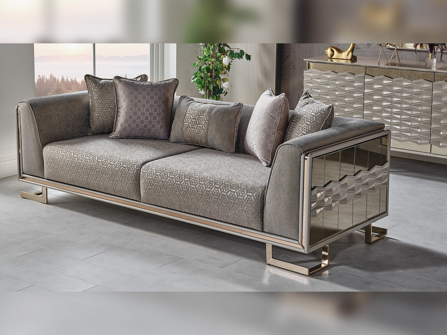 Gokce 3-pieces (2 Sofa & 1 Chair) Livingroom Set Grey