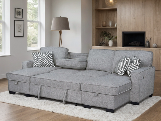Sahara Gray - Double Storage Chaise Sectional