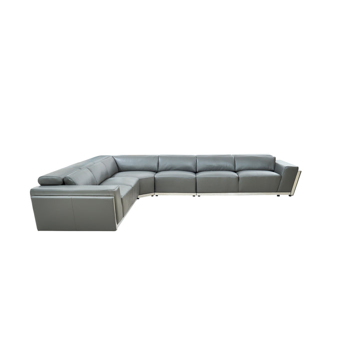 Domo Gray Italian Leather 4pc Sectional MI-8010A