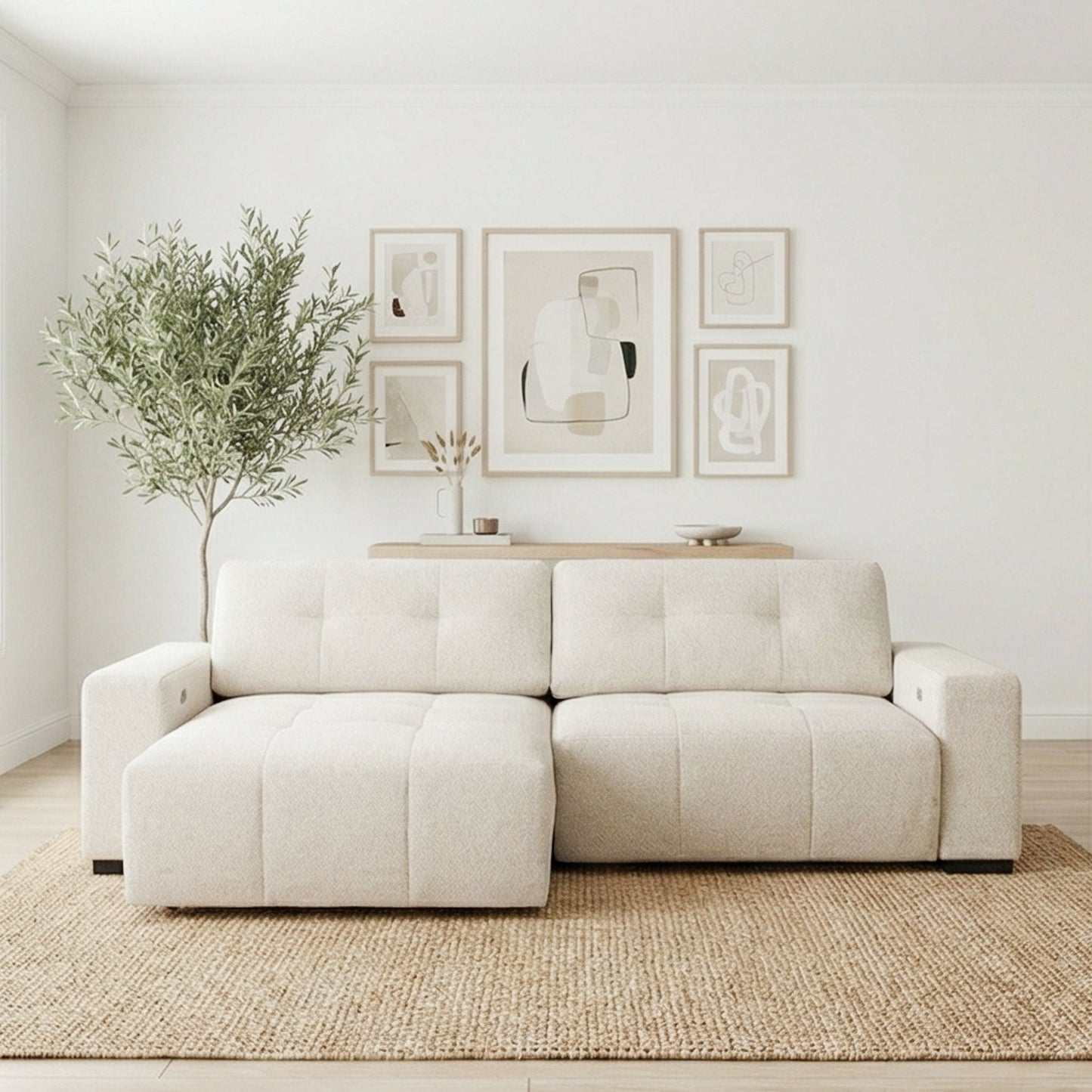 Corston Beige Linen POWER Slider Sofa
