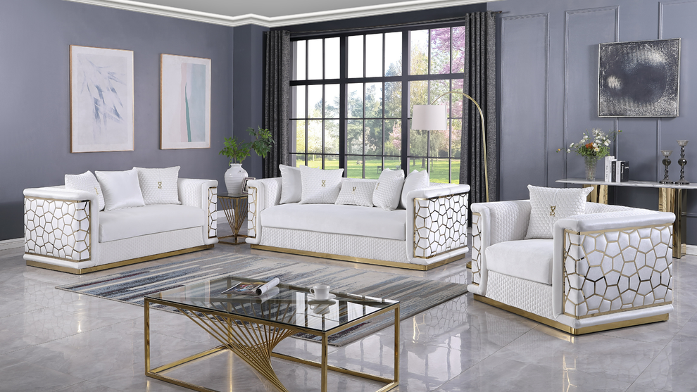 Stella White  Living Room Set S1015