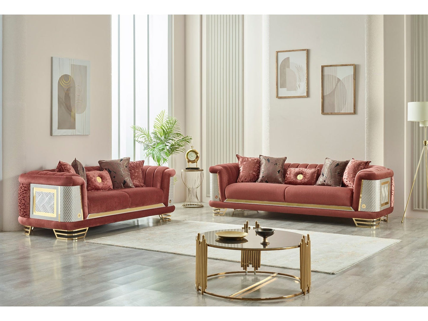 Romans 3-pieces (Sofa & Loveseat & Chair) Livingroom Set Brick