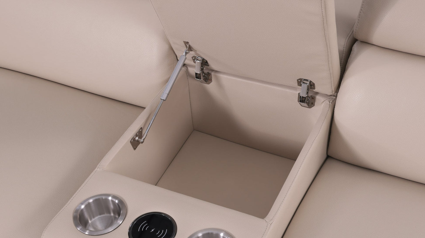 Picasso Beige 2-POWER Leather  Match 6pc Sectional  MI631