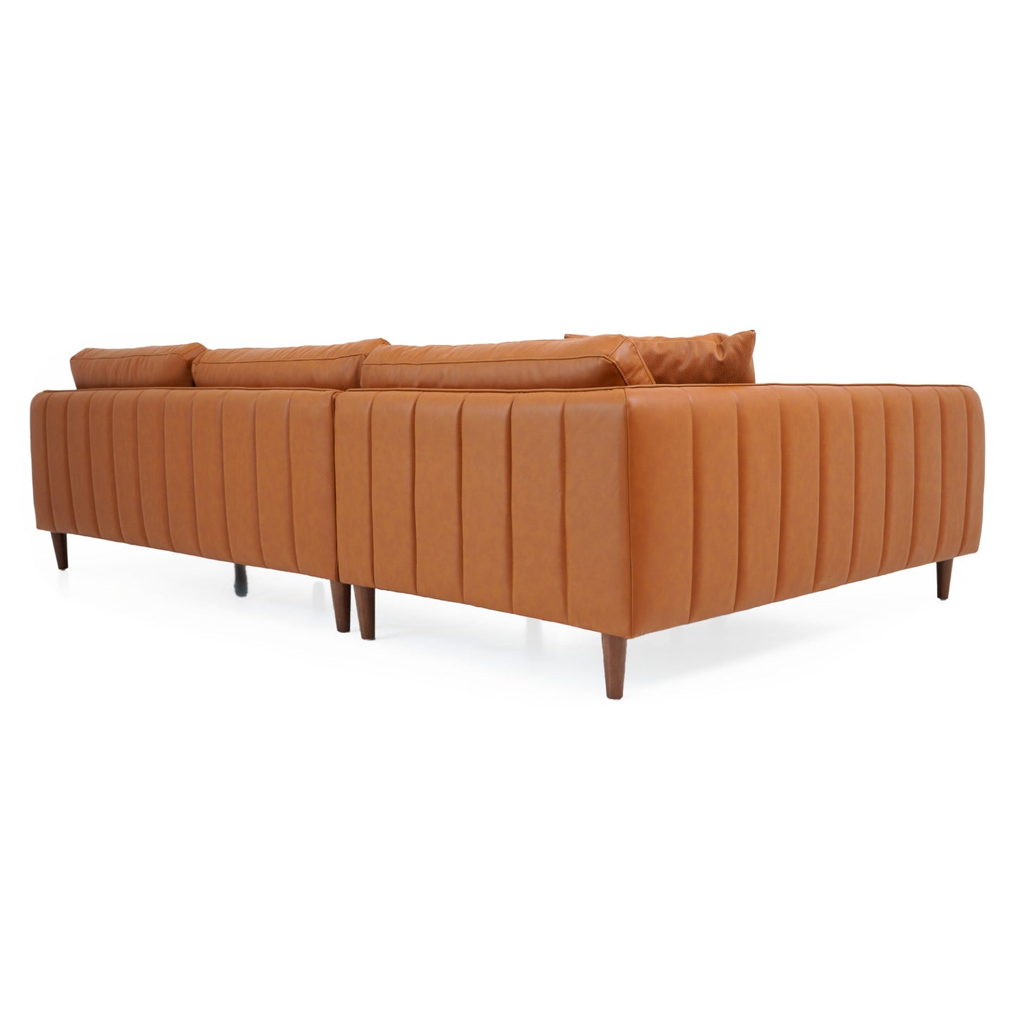 Monroe Cognac Vegan Leather Left-Facing 116.5"Sectional