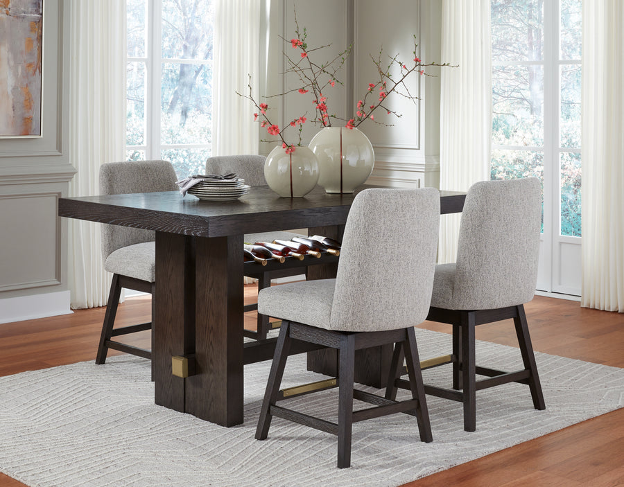 Burkhaus Dark Brown Counter Height Dining Table and 4 Barstools D984
