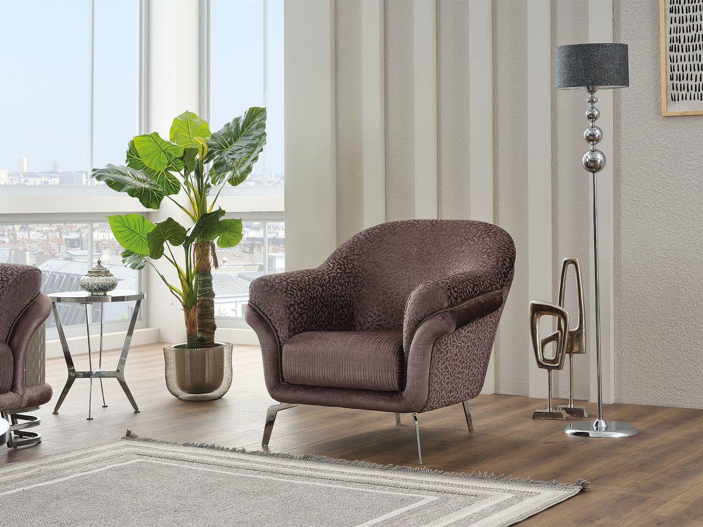 Versace 3-pieces (Sofa & Loveseat & Chair) Livingroom Set Dark Grey