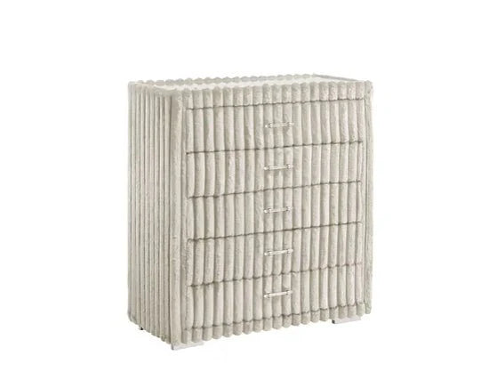 Melinda Cream Corduroy Fabric LED Bedroom Set  B3001