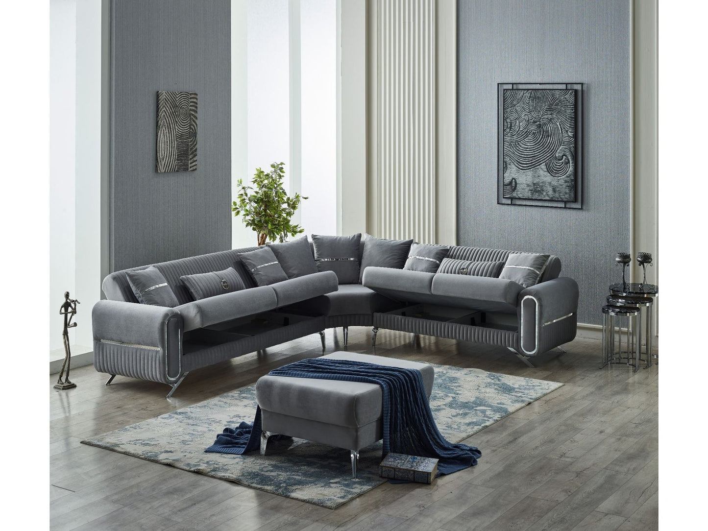 Royal Grey Convertible Sectional Sofa Grey
