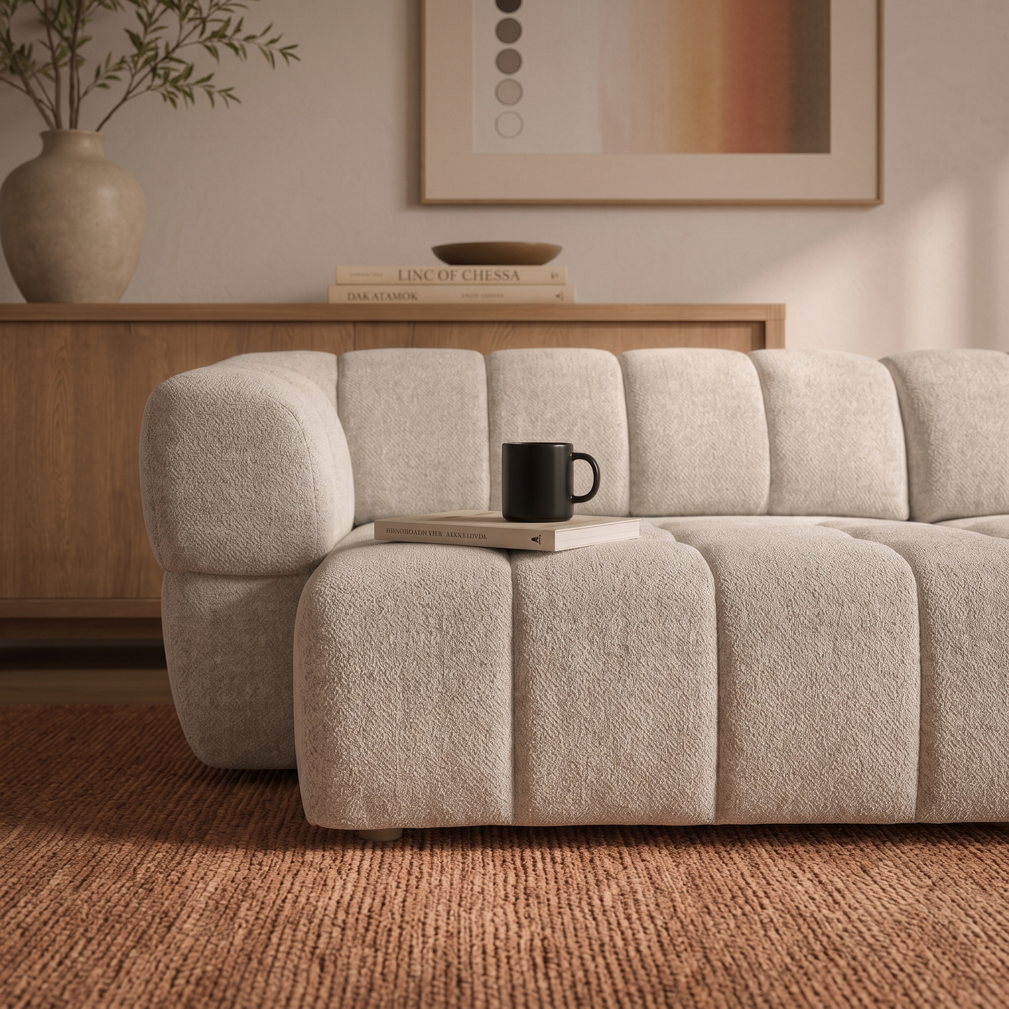 Burntwood Light Brown Chenille POWER Slider Sofa