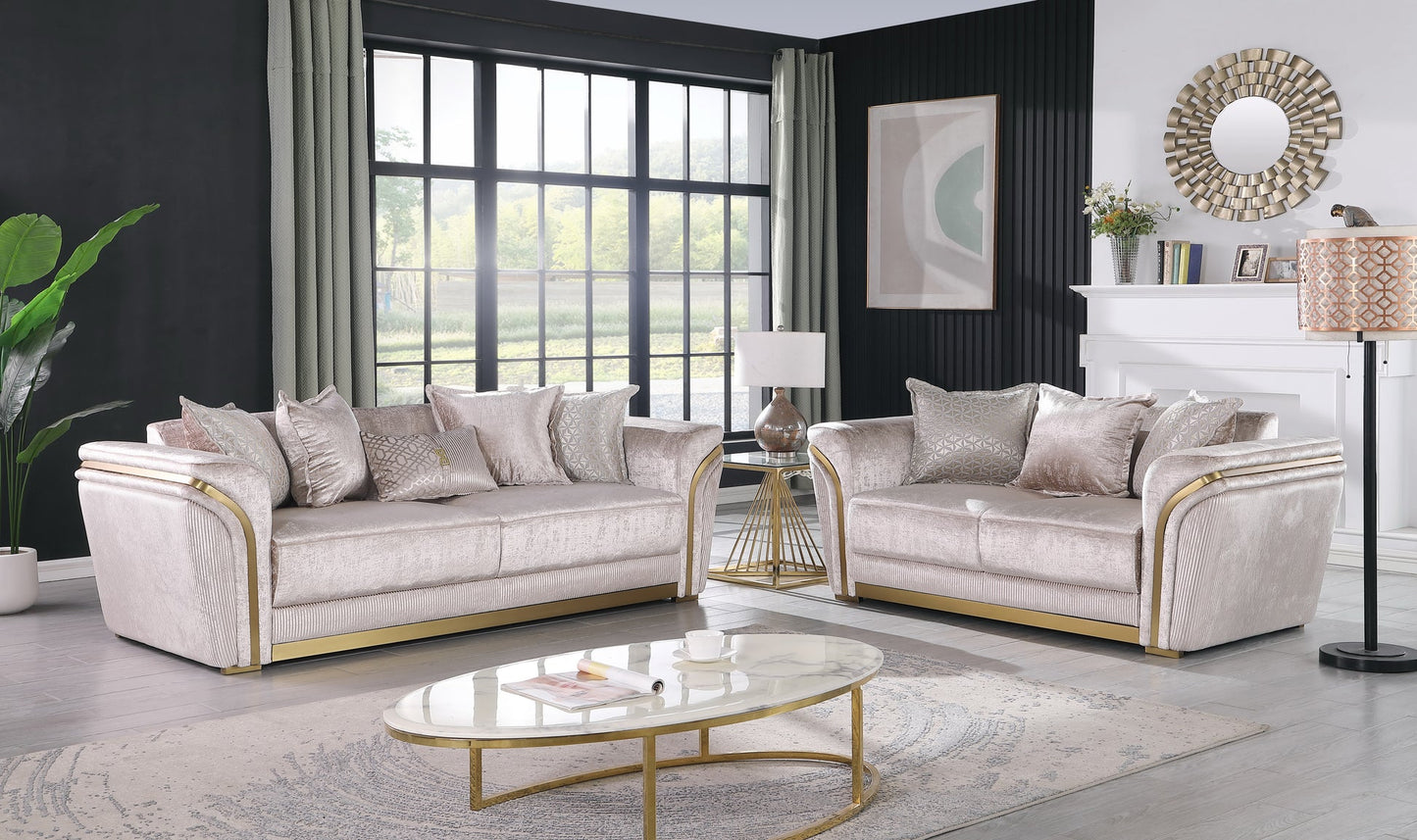 Torino Collection Champagne Living Room Set S1005