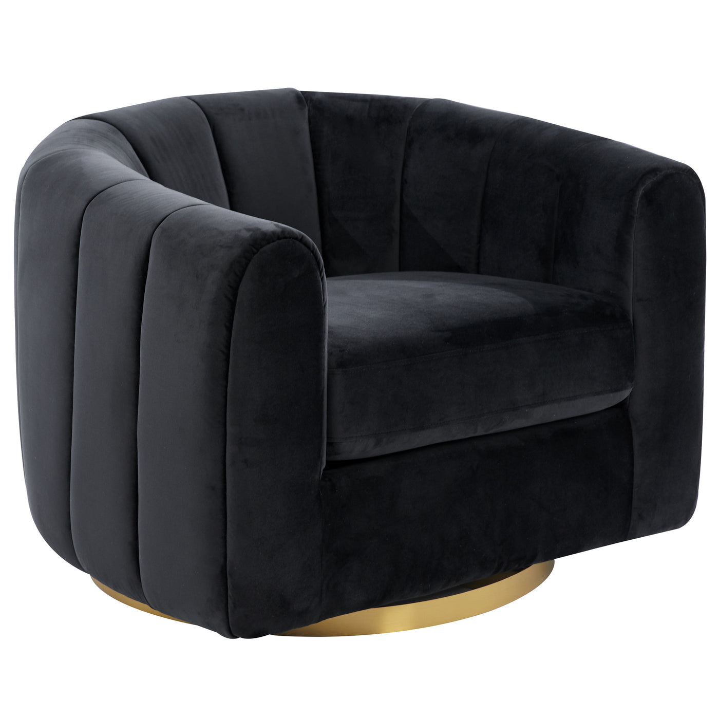 Cosey Black Velvet Swivel Chair