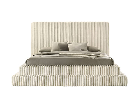 Micah Cream Corduroy King Platform Bed B9020