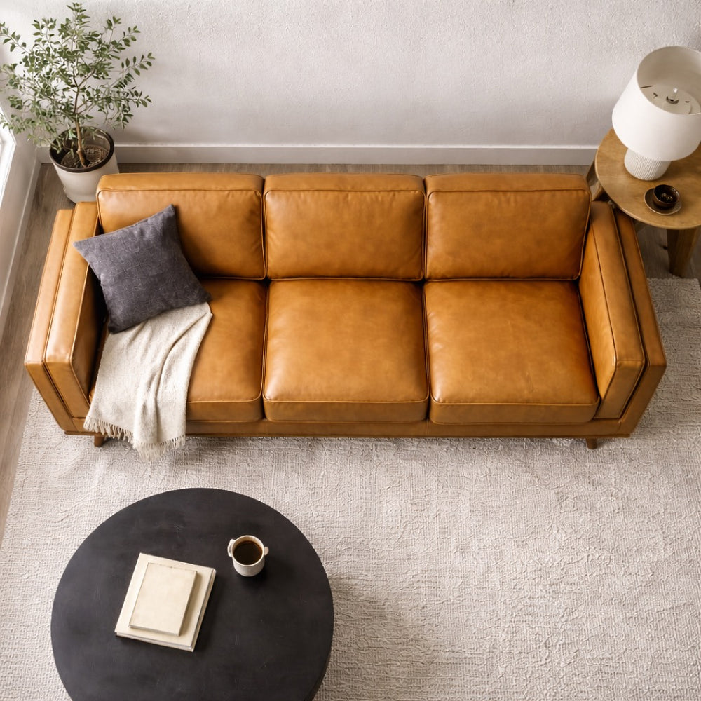 Chase 91"  Tan Genuine Leather Sofa
