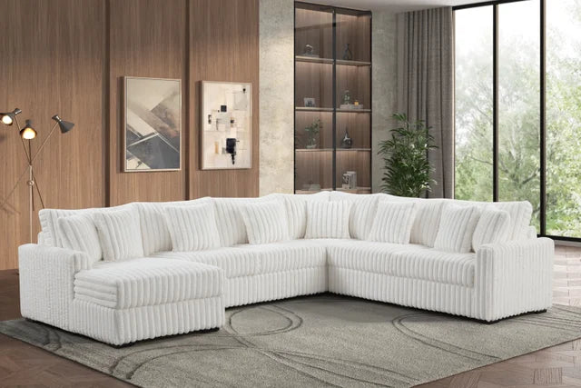 Solana Beige Corduroy Fabric Sectional