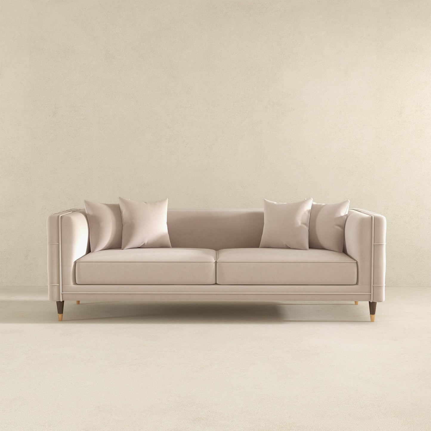 Nora Light Cream Velvet Sofa