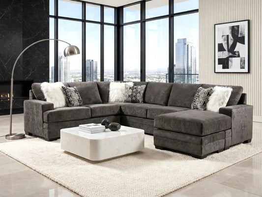 2760-07 Charcoal Fabric Reversible Sectional