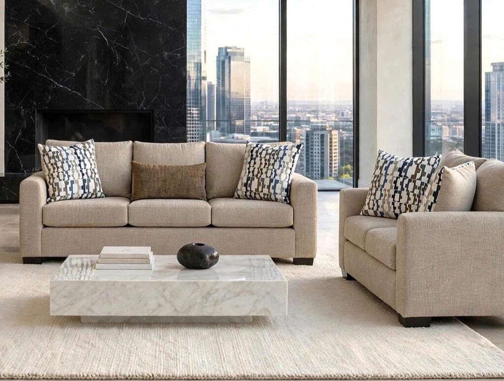 Behold Parchment Sofa & Loveseat 2275