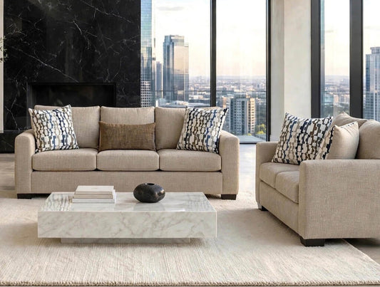 Behold Parchment Sofa & Loveseat 2275