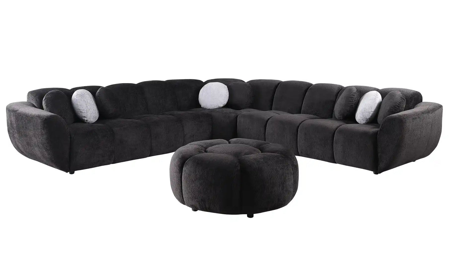 Rose Black Fabric Sectional MI-3001