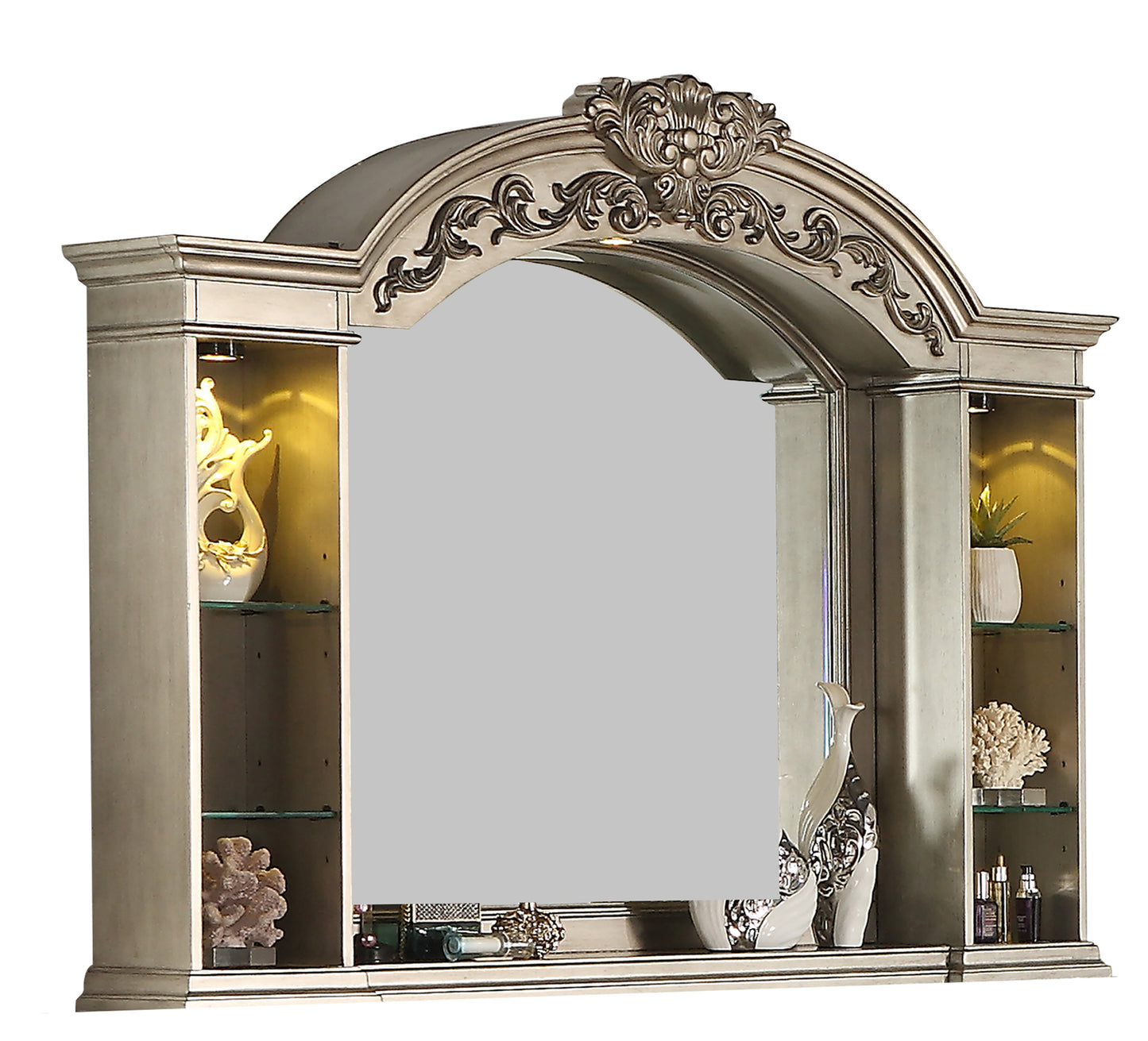 Platinum Silver Classic Luxury Bedroom Set