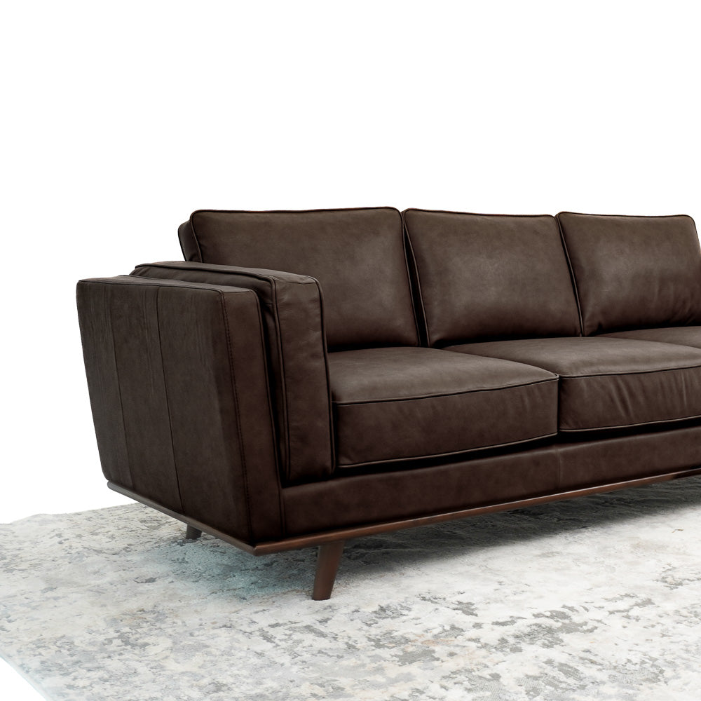 Chase 91" Campari Brown Genuine Leather Sofa