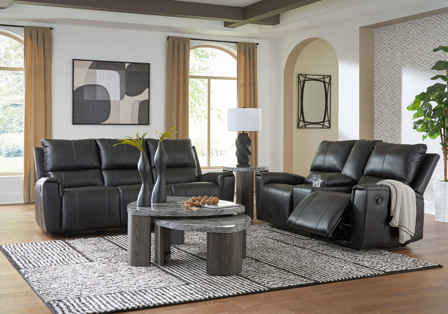 Glossmore Black Reclining Sofa and Loveseat | PCU11700