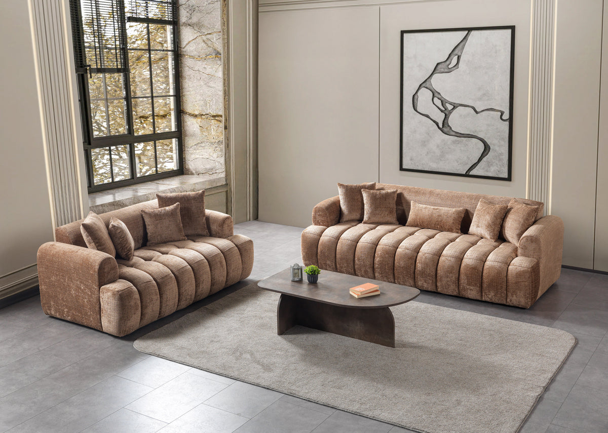 Yulia Coffee Boucle Living Room Set