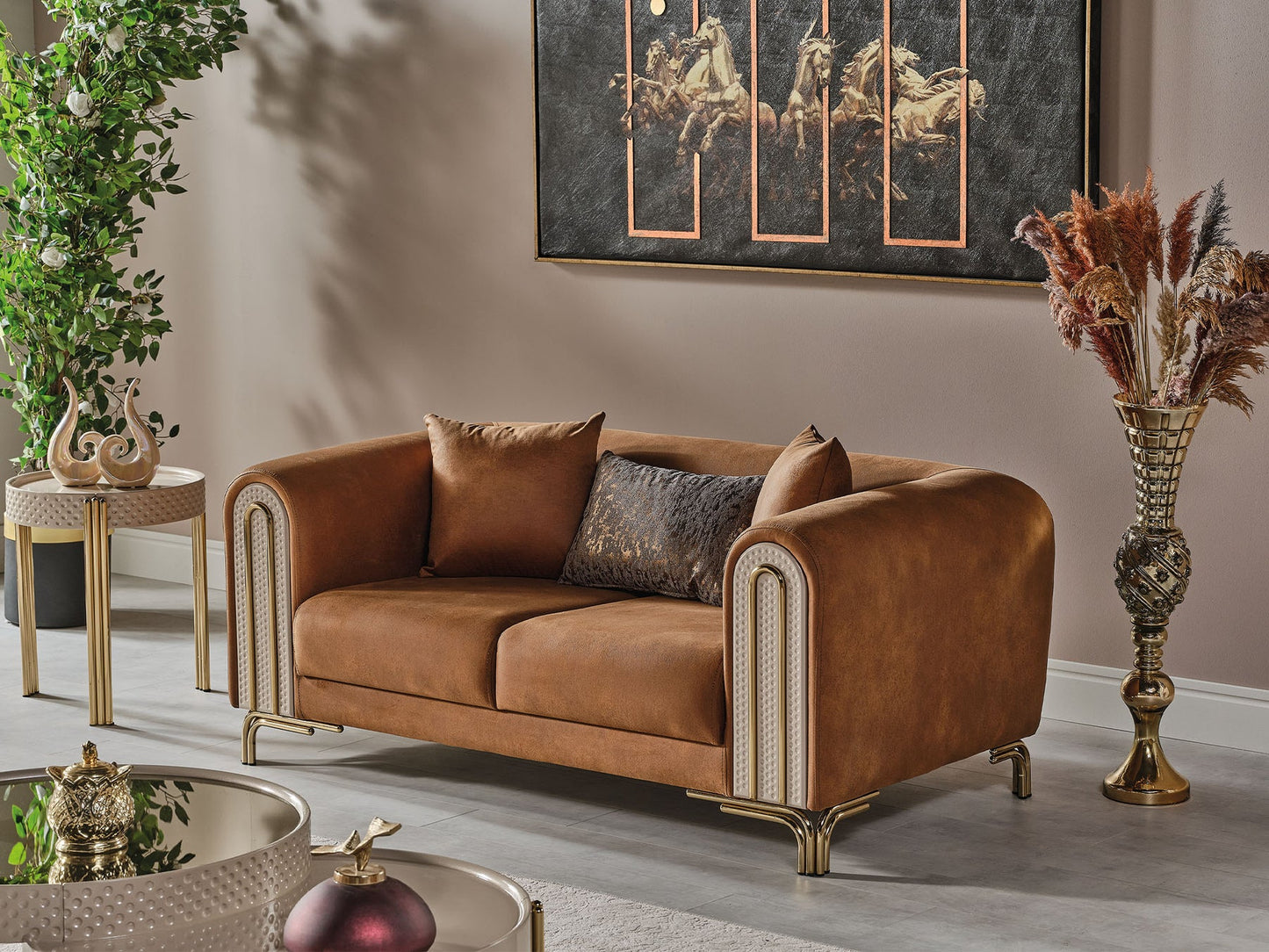 Paris 3-pieces (Sofa & Loveseat & Chair) Livingroom Set Brown