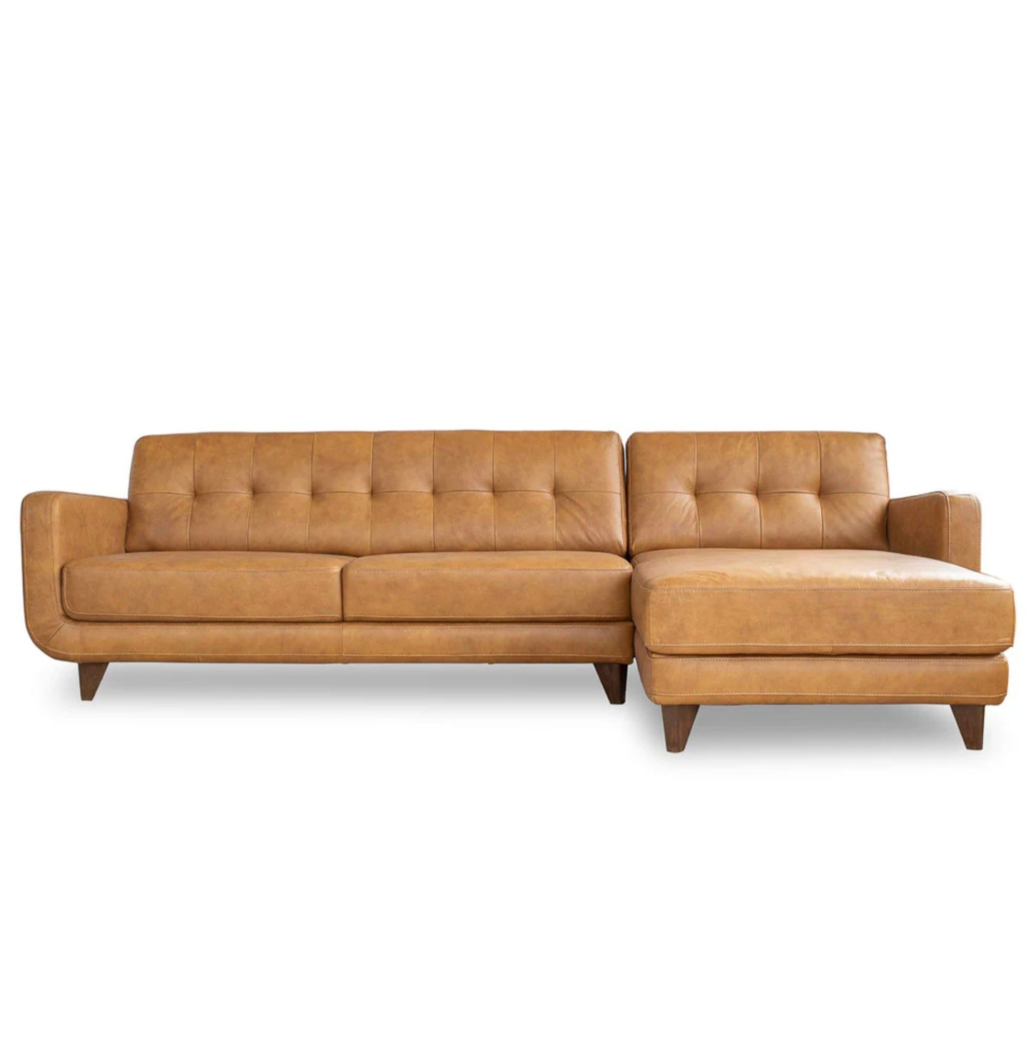 Allison Right-Facing Tan Leather Sectional Sofa