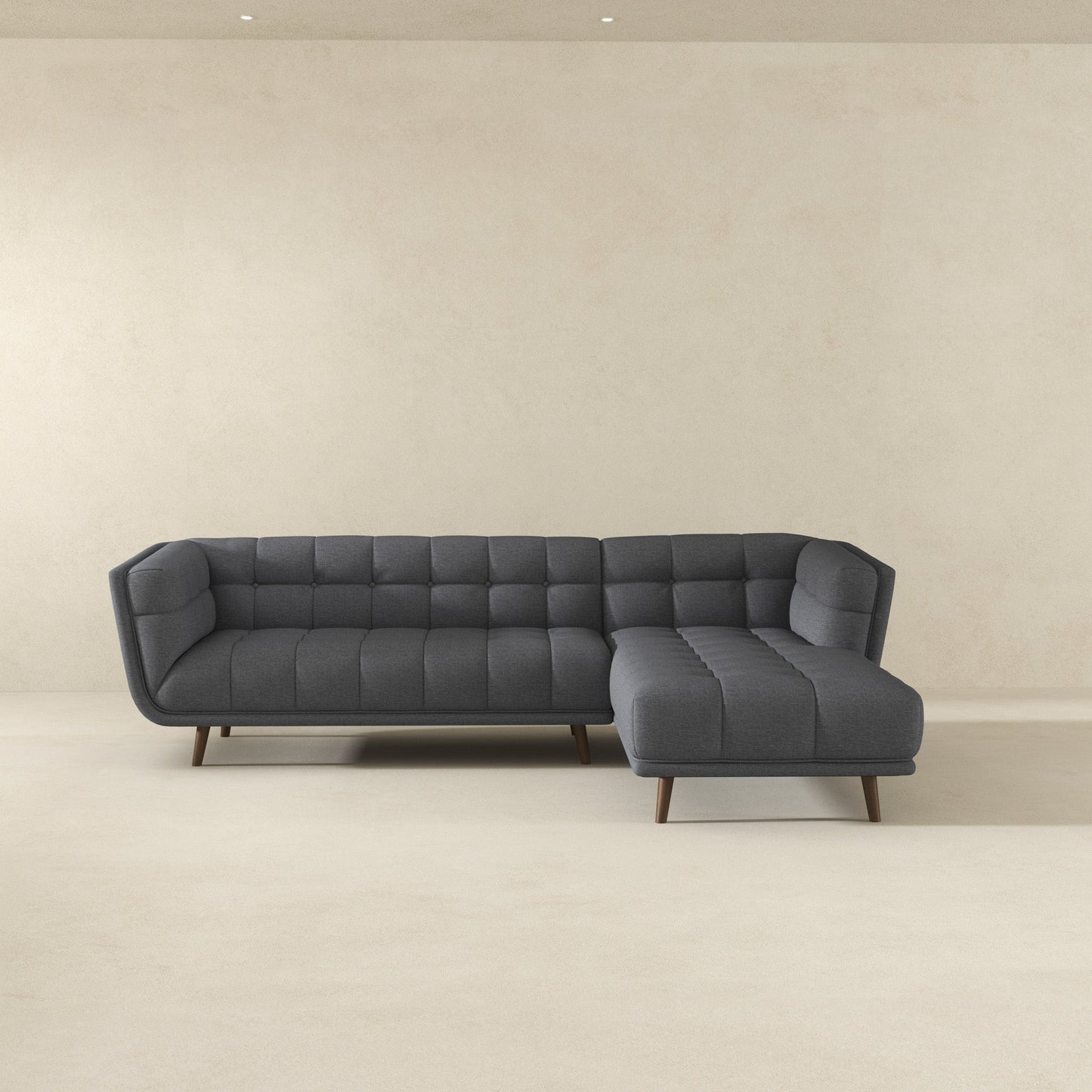 Addison 103" Grey Fabric L Shape Tufted Sectional