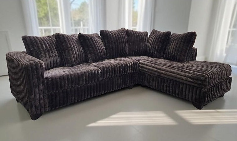 Gia Chocolate Corduroy Fabric Sectional S300