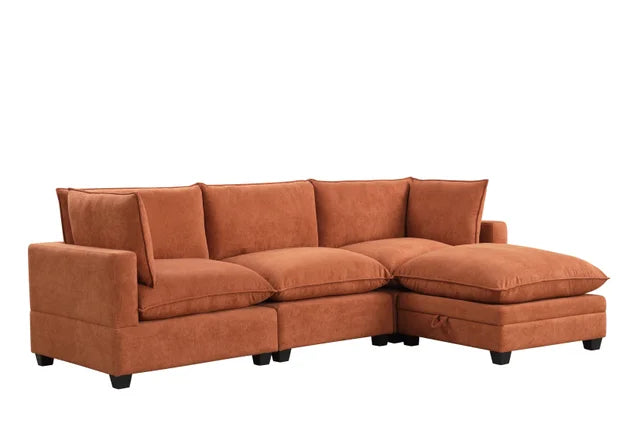 Cloud21 121" Rust Performance Fabric Sectional