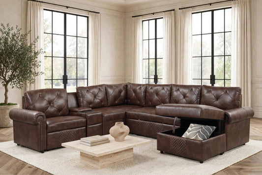 Winston Brown POWER Reclining Sectional (Pull-Out Bed)