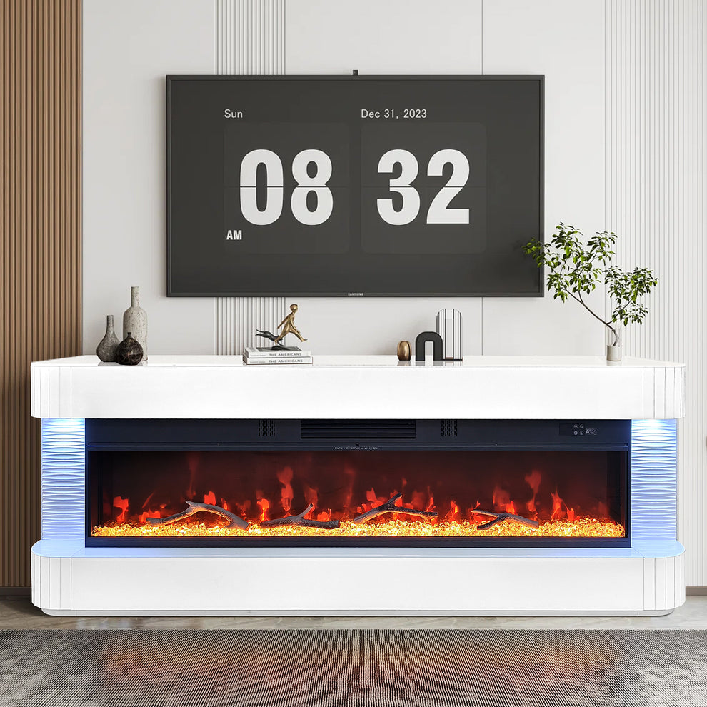 Lush White LED/BLUETOOTH SPEAKERS  Fireplace Entertainment Center
