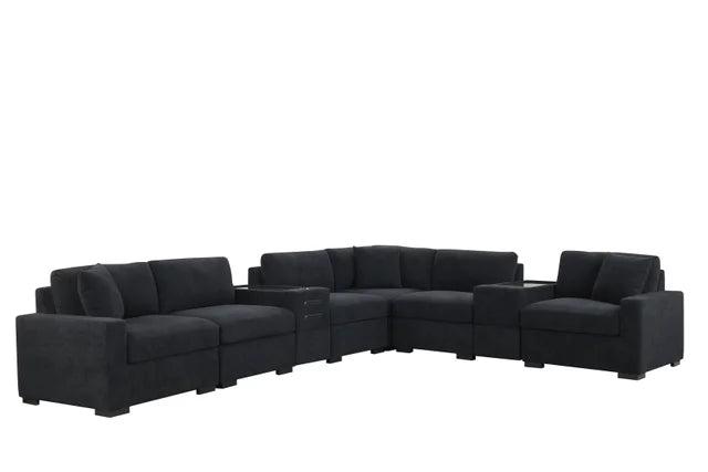 Barista Black BLUETOOTH SPEAKERS 8PC Modular Sectional Set