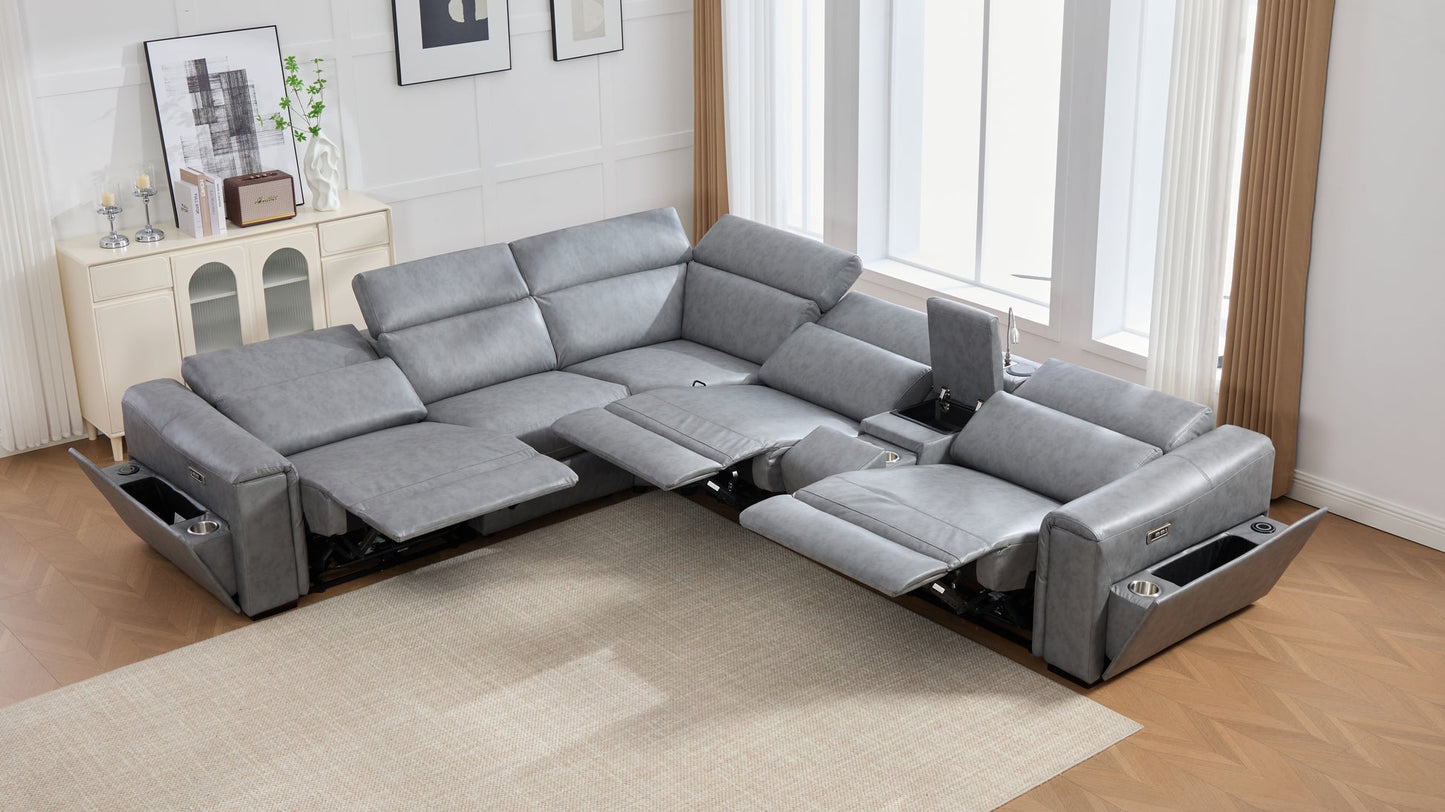 Divani Grey POWER/BLUETOOTH SPEAKERS RECLINING SECTIONAL S681