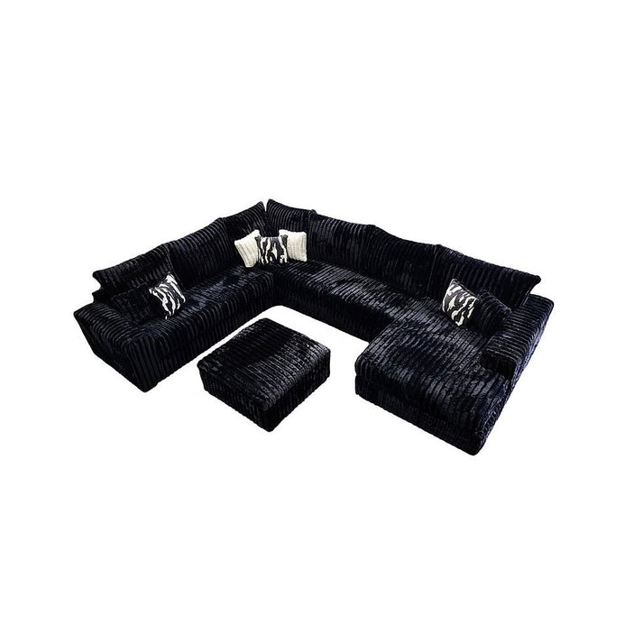 Texan Black Thick Soft Corduroy OVERSIZED  4pc Sectional S320