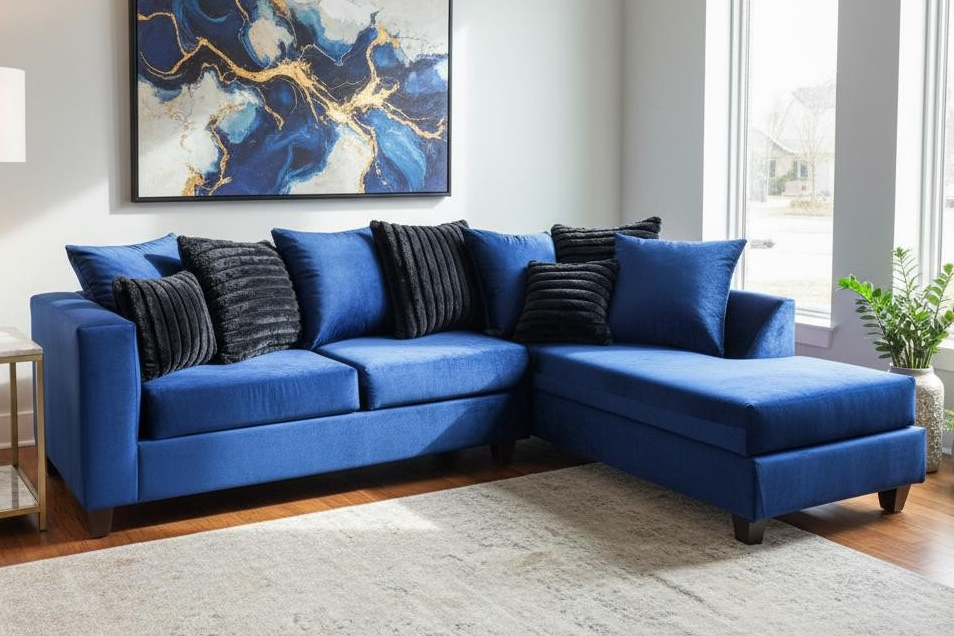 Kora Blue Fabric Sectional S325