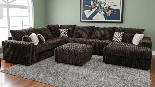 Texan Chocolate Thick Soft Corduroy OVERSIZED 4pc Sectional S320