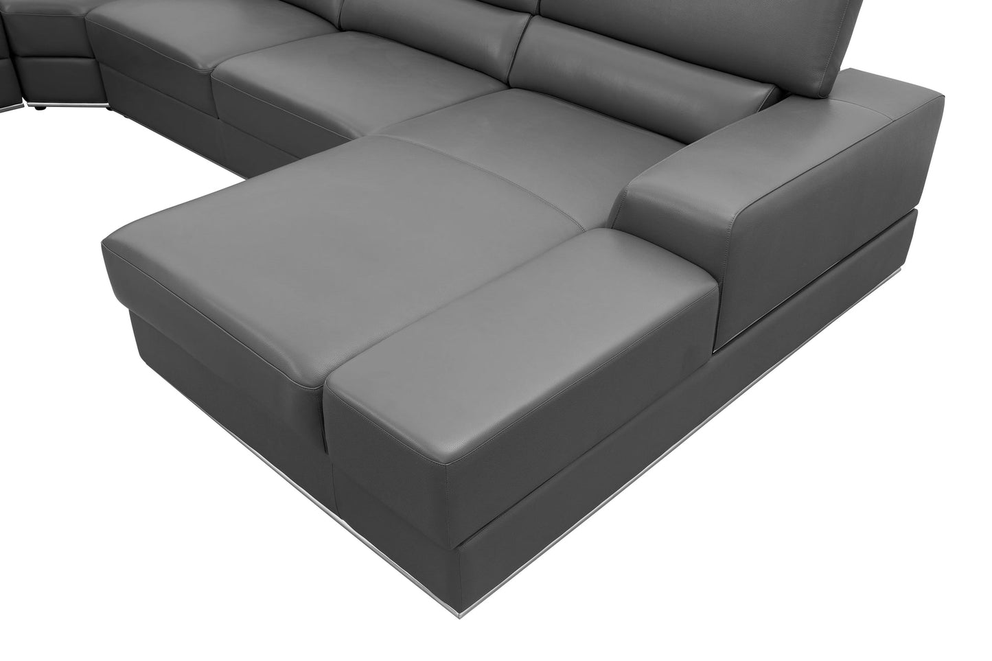 Nella Dark Grey Sectional Sofa | Italian Leather Match MI-5107