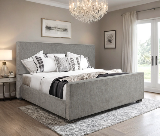 Ava Gray Fabric Queen Bed