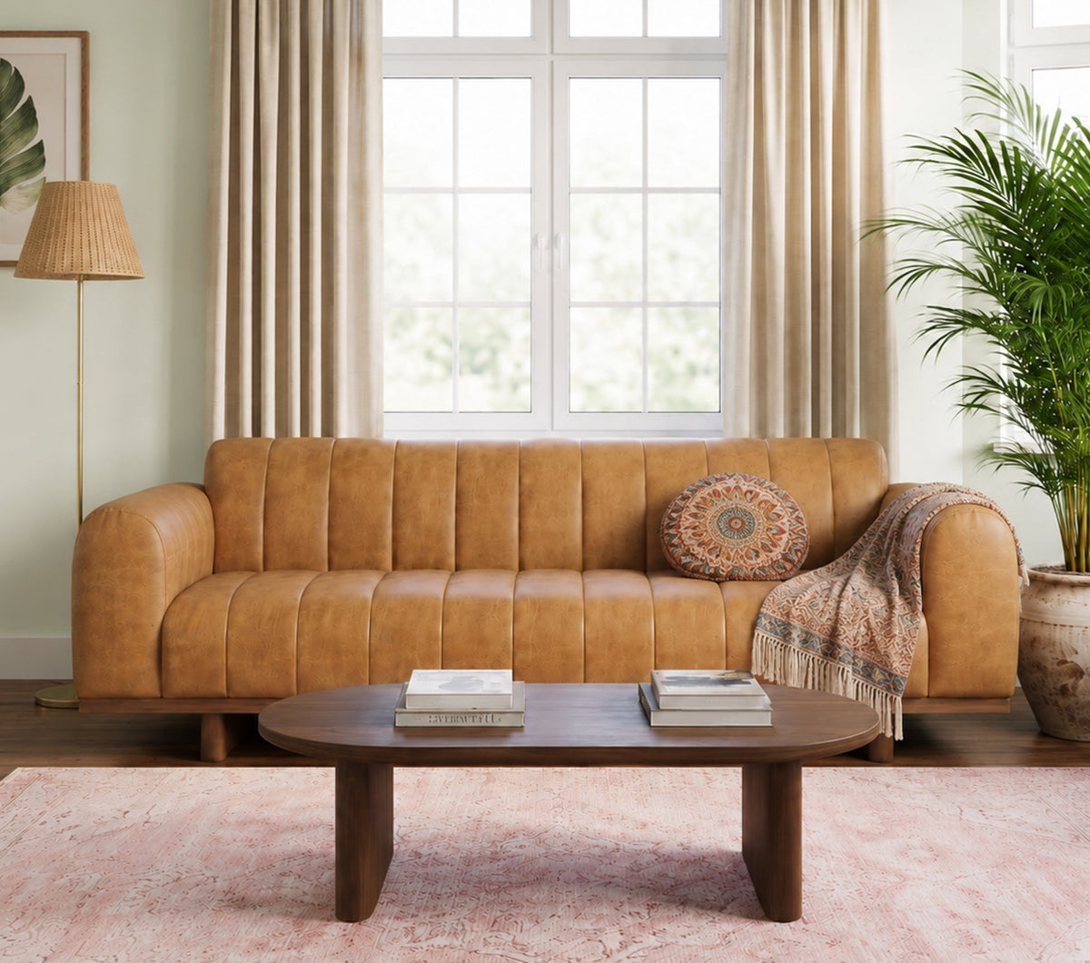 Nebraska Tan TOP GRAIN LEATHER Sofa