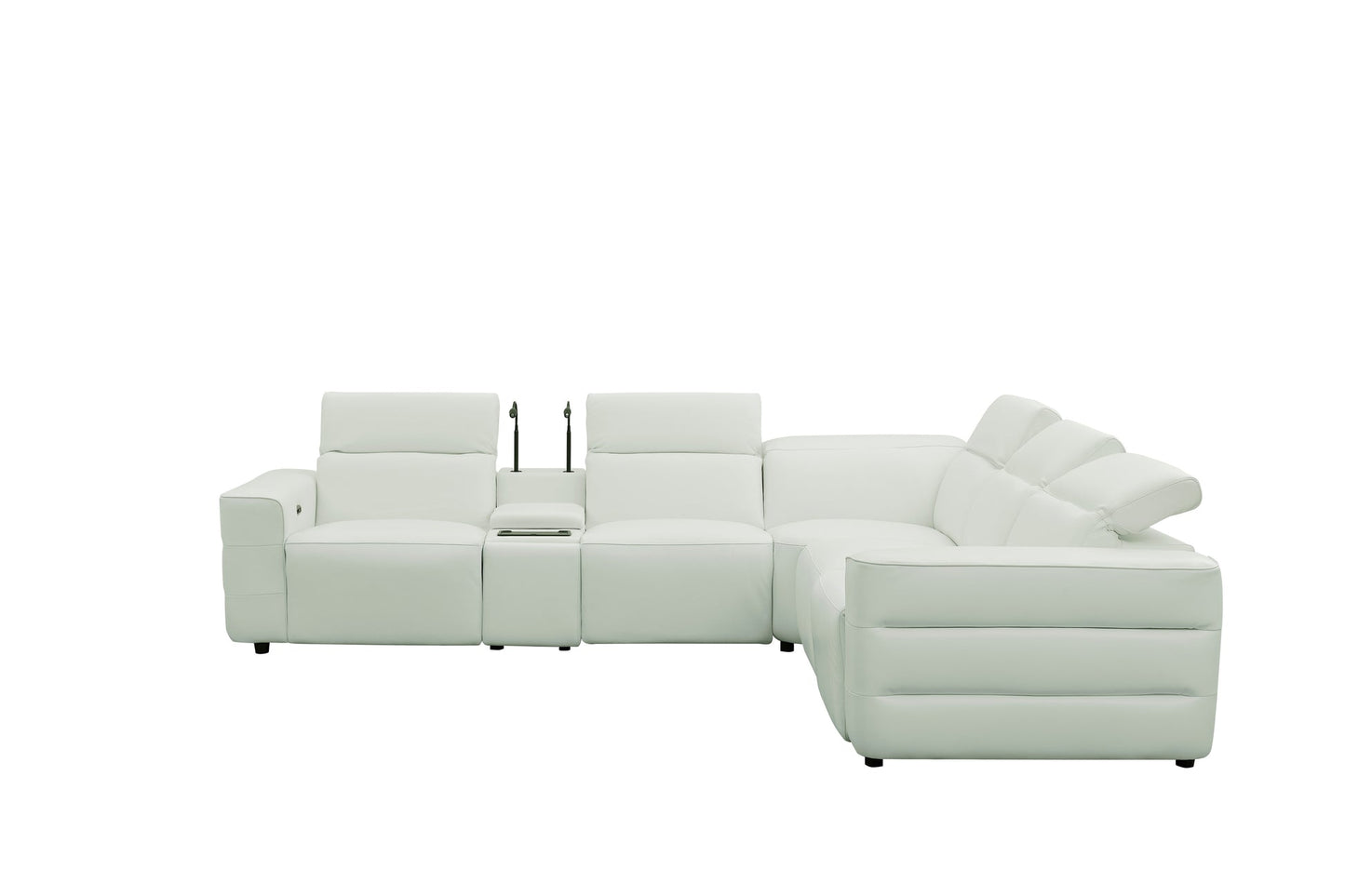 Holly White Italian Leather/Match POWER Reclining Corner Sectional (3 Power Recliners + 1 Console) MI-2520