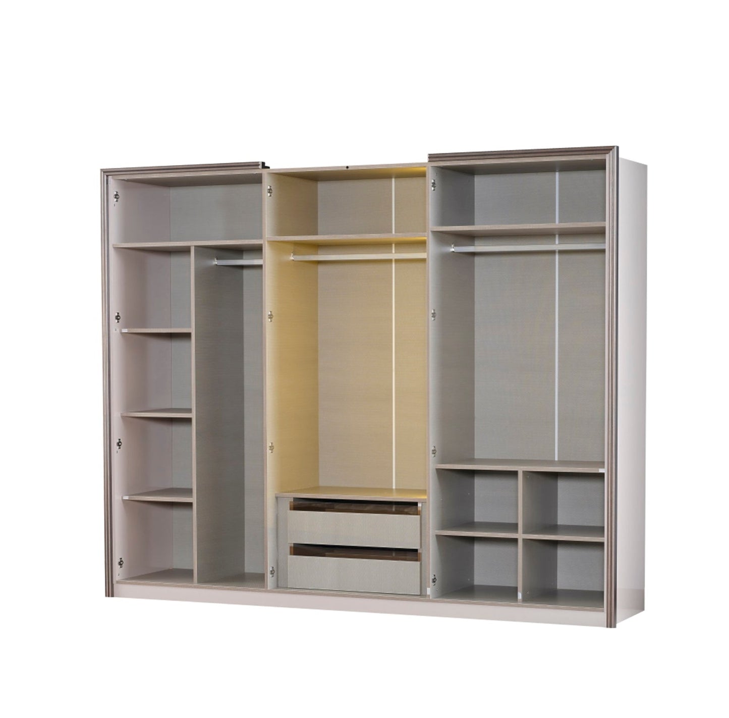 Nirvana Luxury Bedroom Set (Bed & Dresser With Mirror & Ottoman & 2 Nightstand With Back )