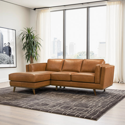 Chase 92" Tan Genuine Leather LAF Sectional