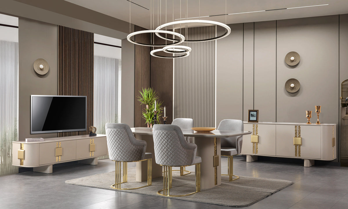Carlina Ivory Luxury 7-Piece Dining Set