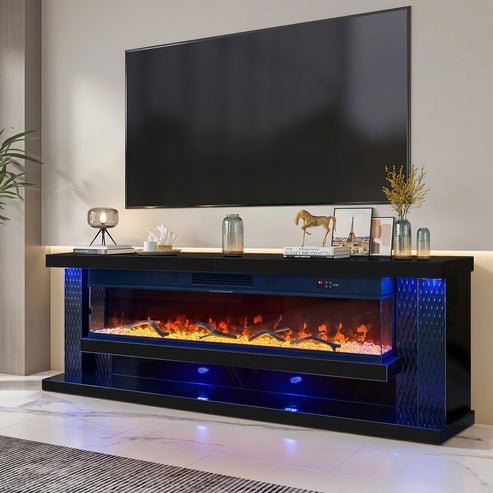 Aira Black LED/BLUETOOTH SPEAKERS  Fireplace Entertainment Center