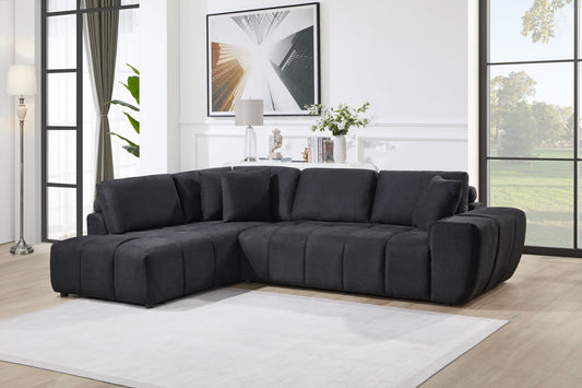 Uptown Black Fabric Sectional