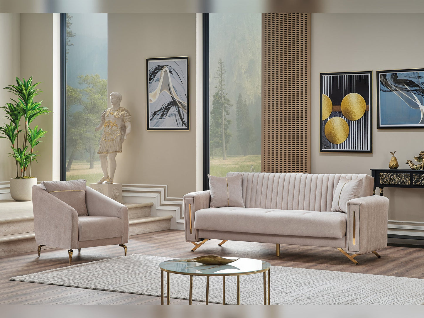 Senfoni 3-pieces (Sofa & Loveseat & Chair) Livingroom Set Beige